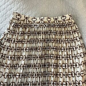 Banana Republic Cream Pleated Midi Skirt with equestrian details